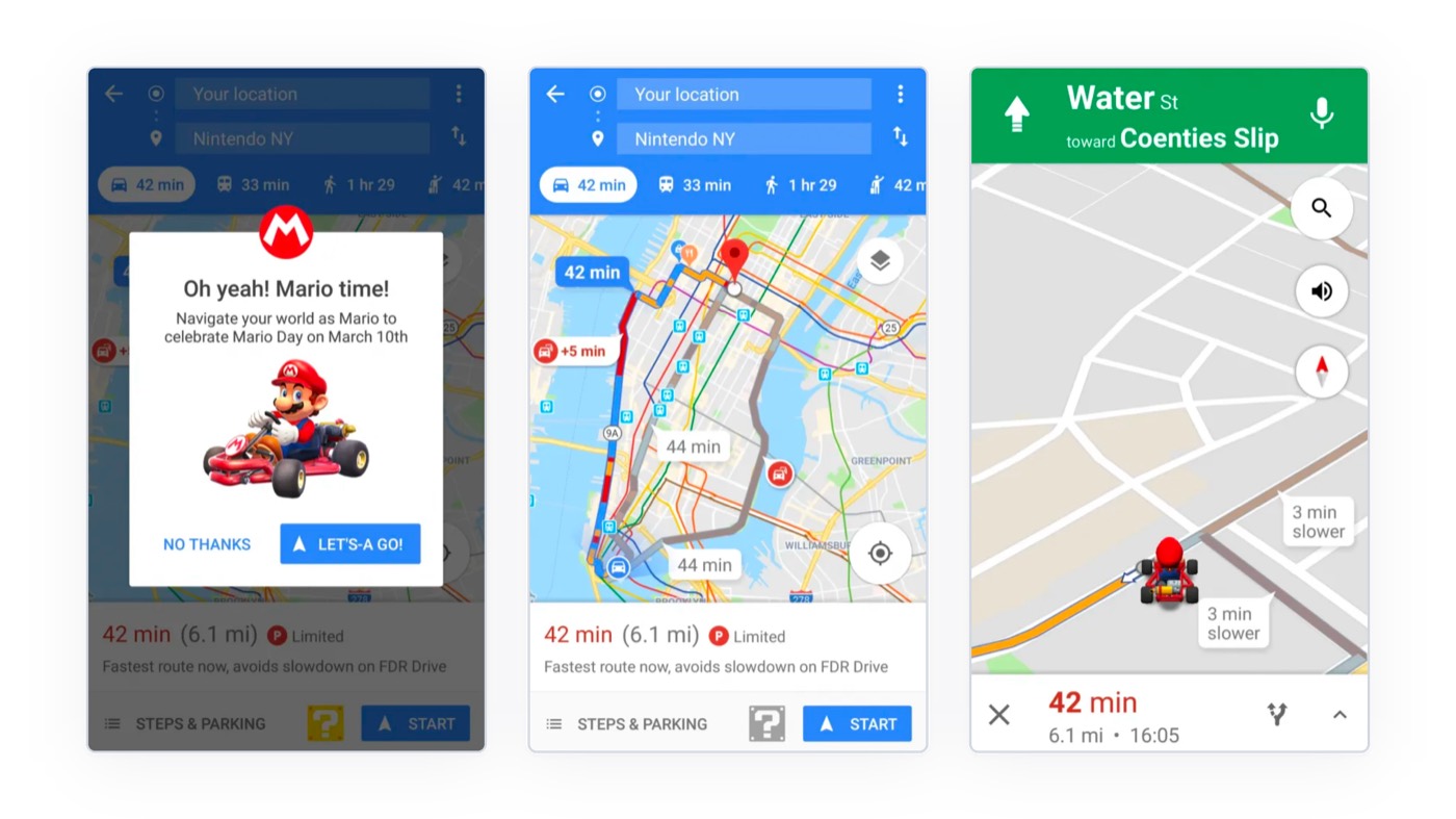 Mario Kart on Google Maps