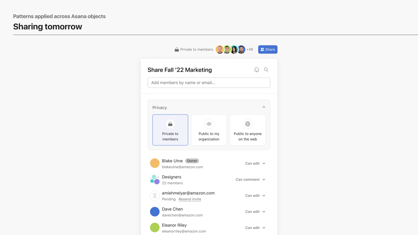 Sharing redesigned for simplicity